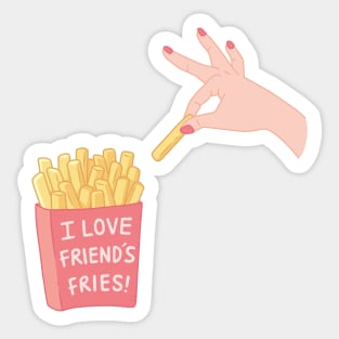 I Love Friends Fries Funny Pun Sticker